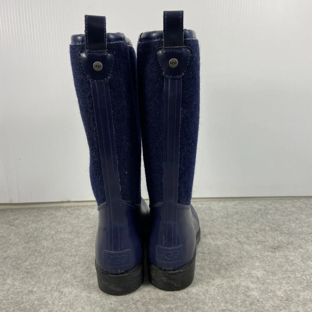 UGG Reignfall Tall Rain Boots‎ Knee High Pull On Navy Blue Womens Size 6